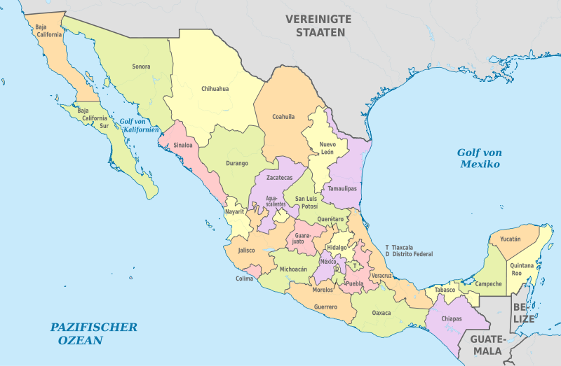 Mapa geográfico de la república mexicana